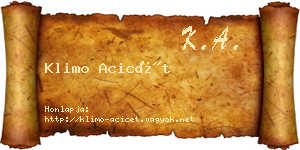 Klimo Acicét névjegykártya